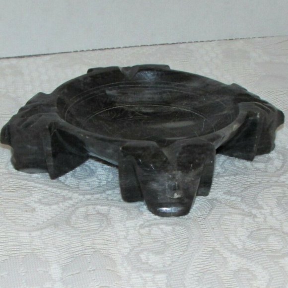 Vintage Carved Stone or Marble Alabaster Ashtray Soap Dish Trinket Holder - Picture 2 of 12